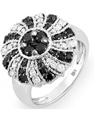 1.25 Carat (ctw) 14k White Gold Black & White Round Diamond Ladies Cocktail Ring 1 1/4 CT