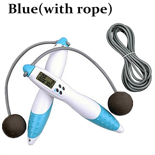 FAMI Digital Speed Outdoor and Indoor Corded Cordless Skipping Rope Jumping Rope - Calorie and Jump Counter Slimming Lose Weight - Blue Color