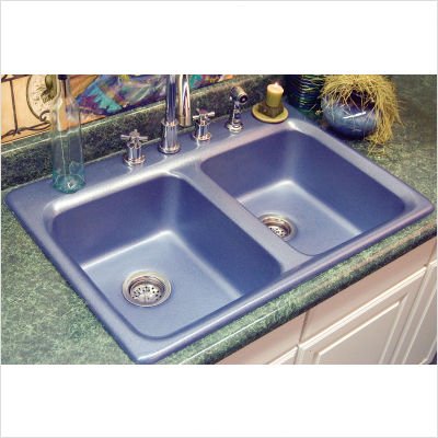 Advantage Wickford Double Bowl Self Rimming Kitchen Sink Finish Ice Gray Microban Faucet Drillings Single Hole
