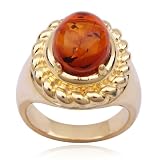 18k Yellow Gold Plated Sterling Silver Amber Cocktail Ring