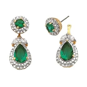 Emerald Swarovski Crystal Earrings with 24K Gold and Rhodium Plating