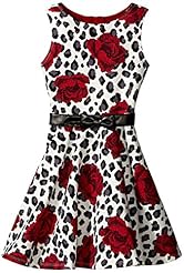 Girls  Belted Full-Skirt Faux-Leather/Polyester/Spandex/Scuba/Knit General Print  Dress With a Bow(s)