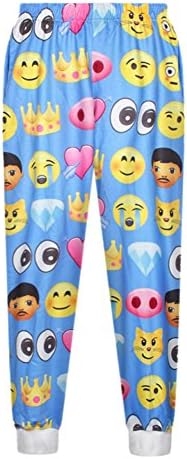 Unisex Emoji Blue joggers Sweatpants Trousers Swag Sportswear (XL)