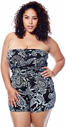 Plus Paisley print Denim Romper (3xl)