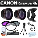 58mm WIDE ANGLE MACRO LENS + 2X TELEPHOTO LENS + 3 PC. FILTER KIT + Lens Hood FOR THE Canon VIXIA HF S20, HF S200, HF S21, HF S30 Flash Memory Camcorders.KIT ALSO INCLUDES LENS CLEANING KIT AND LCD SCREEN PROTECTORS ++MORE