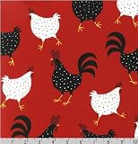 Metro Market Ellen Krans Chicken Red Fabric Two Yards (1.8m) AEK-11219-3