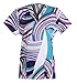 G Med Women's Printed Mock Wrap Back Tie 2 Pockets Scrub Top