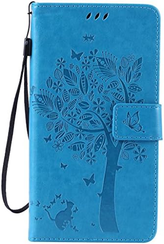 LG V10 Case [with Free Screen Protector],Asukaparadise PU Leather Flip Magnetic Closure Wallet [Card Slots] Stand Butterfly Tree Cat Impressed Design Case For LG V10