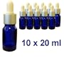 10 St�ck Pipettenflaschen (Glasflasche mit Transferpipette und Saugbalg) - l�sungsmittelbest�ndig, Klarglas, blau - Pipettenflasche zu je 20ml