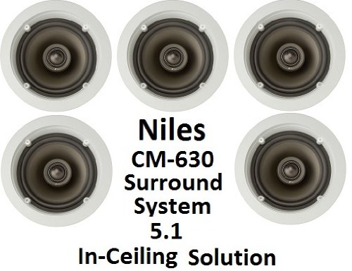 Niles 5.1 Ceiling Mount Surround Sound System - (Set of Five) CM630 2-Way 6-inch Speakers with Pivoting Directable Tweeters. Fully Paintable Grille and Flange to Match Any Decor.