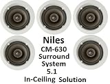Niles 5.1 Ceiling Mount Surround Sound System - (Set of Five) CM630 2-Way 6-inch Speakers with Pivoting Directable Tweeters. Fully Paintable Grille and Flange to Match Any Decor.