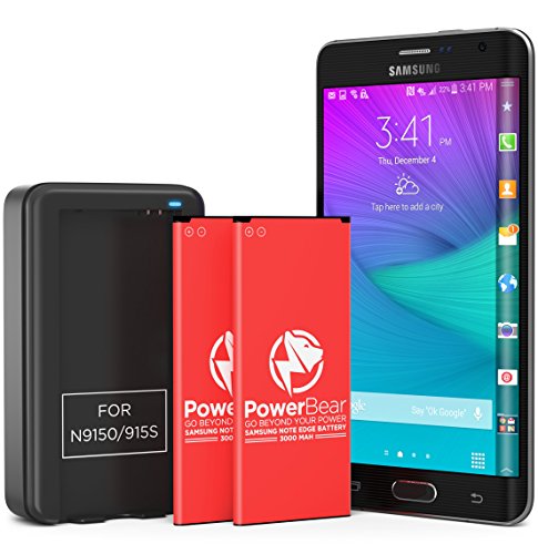 PowerBear 2X Phone Battery Replacement for Note Edge [3,000 mAh] with Note Edge Spare Battery Charger | Galaxy Note Edge Spare Battery & Note Edge Replacement Battery Kit [24 Month Warranty]