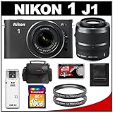Nikon 1 J1 10.1 MP Digital Camera Body with 10-30mm & 30-110mm VR Lens (Bla ....