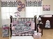 JoJo Designs 9 Piece Baby Girl Crib Bedding Set - Pink, Black and White Funky Zebra Print