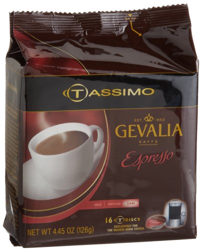 Gevalia Espresso (Dark), 16-Count T-Discs for Tassimo Coffeemakers (Pack of 2) [Amazon Frustration-Free Packaging]