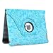 ATC Blue Flower Pattern Magnetic 360 rotating Degree leather case Smart Protective cover for The New iPad / iPad2 / iPad3