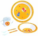 Manual Woodworkers Child's 5 Piece Melamine Dish Set, Yellow All Creatures Great and Small