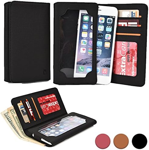 Cooper Cases(TM) Infinite Wallet HTC Desire 620/620G Dual Sim, 816, 826/Dual Sim Smartphone Case in Black (PU Canvas Cover, Built-in Screen Protector, Card Slots, ID Holder, Billfold)