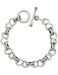 Sterling Silver Figure 8 Link Bracelet Toggle Clasp Handmade, 1/2 inch wide, available in 8, 8.5 & 9 inch