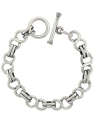 Sterling Silver Figure 8 Link Bracelet Toggle Clasp Handmade, 1/2 inch wide, available in 8, 8.5 & 9 inch
