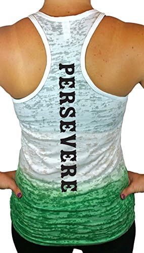 Women's Workout Persevere Fitness Ombre Burnout Racerback Tank Top M Green