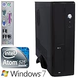 Windows7 Home Basic 64Bit, Office PC-System Slim-Tec Atom 525, Design Slim PC Mini ITX, Atom 525, DualCore! +Hyperthreading (2×1,8 GHz), Intel NM10 Express Chipsatz, 500GB SATA II, 2048MB DDR3, Intel GMA 3150, DVD-RW, Sound, LAN, Mini-ITX Tower (Silent)