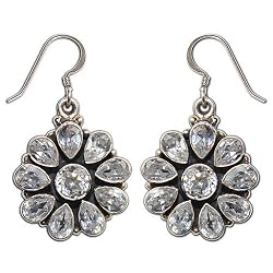 Gemstone Earrings Sterling Silver Jewelry 1.5 inches (erg040)