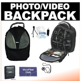 Vivitar Deluxe SLR Camera / Video Backpack + UltraPro Accessory Kit For The Canon PowerShot G7 G9 G10 G11 PRO1 A650 A640 S5 IS S3 IS S90 IS SX10 IS SX1 IS SX20 SX120 IS A570 A590 E1 Cameras