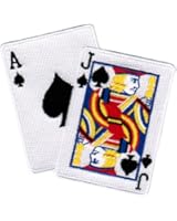 Blackjack Iron-On Patch Embroidered Ace Jack of Spades Las Vegas Playing Cards