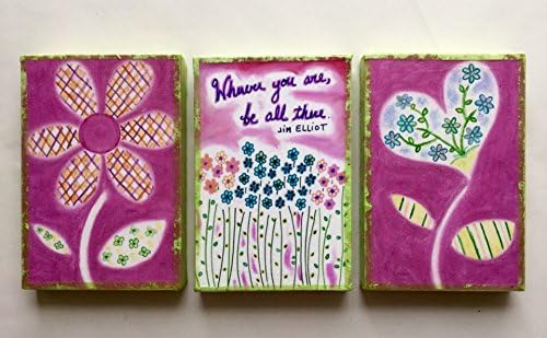 Wooden trio wall art plaque keepsakes "Wherever you are be all there-Jim Elliot"