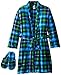 Too Cool 2 Sleep Boy's Plush Plaid Bathrobe and Slipper Gift Set