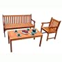 VIFAH V493SET1 Outdoor Wood Conversation Set, Natural Wood Finish, 39 by 20 by 19-Inch
