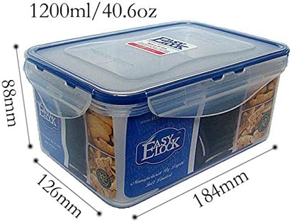 Ieasylock 100% Food Safe BPA-Free Leak Proof Rectangular Removable Divider 3 Cups Food Storage Containers Perfect for Microwave Dishwasher Fridge and Freezer 1200ml/40.6oz 4.8 Cup