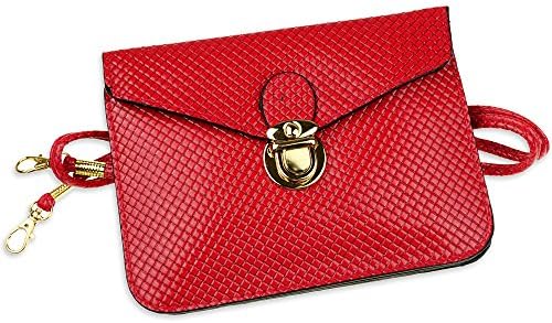 AMY Universal PU Leather Two Pockets Mobile Phone Bag & Pouch for iphone 6 plus / Samsung Galaxy Note 3 / Note 4 / Note Edge /Samsung S5 S4 ,iphone 6 ,5s,LG G Pro 2 / LG G3 G2 - INCLUDE Crystal Hand Strap (red)