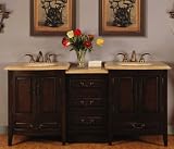 72 Bathroom Furniture LED Lighted Travertine Top Single Sink Vanity Cabinet 726TL