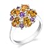 Sterling Silver 2.25 cts Oval Citrine Round Amethyst Ring Size 9