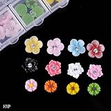 EOZY 60Pcs 3D Fleur Acrylique UV Lame Gel Nail Art Téléphone DIY Décoration