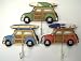 Tropical Beachy Woody & Surfboard Wall Hooks Set of 3