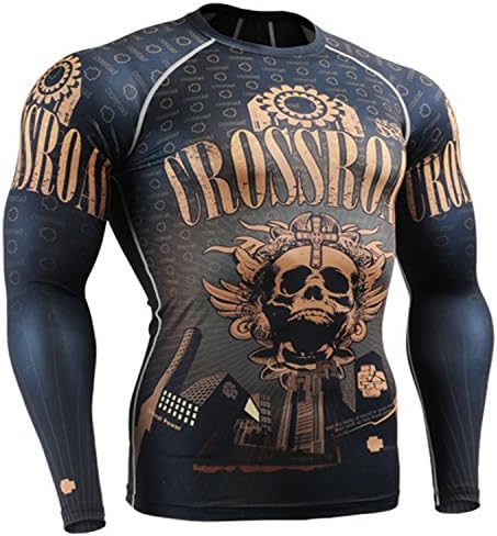 Fixgear Mens Womens MMA Running Printed Compression Shirt Long sleeve Top Xxxl