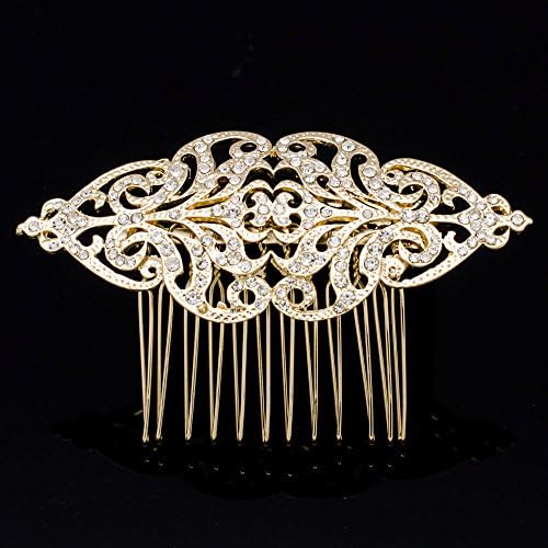 Europe Imperial Style Flower Hair Comb Gold Tone Clear Rhinestone Crystal XBY104