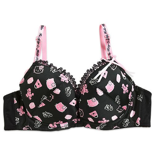 PJ×ハローキティ サテンマキシマムメイカーブラジャー ブラック34C