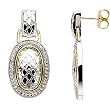 Sterling Silver and 14K Yellow Gold Diamond Earrings