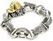 Ed Hardy "Bulldog With Hat" Stainless Steel Two Tone Bracelet With Logo, 8.5"