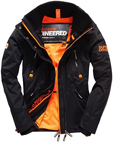 Superdry Men's Wind Attacker Jacket Black/Fluro Orange Small