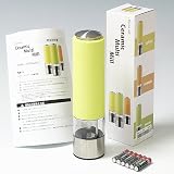 <strong>訳あり</strong> ミル 電動 セラミック歯仕様 粗さ調節機能 ライト付『2way 電動ミル ペッパー＆ソルト兼用』イエロー （X373-S2)