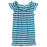 Mossimo Aloha Aqua/White Girls' SS Striped Top - M