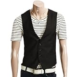 DOUBLJU Mens Casual 4button Slim Vest (095D)