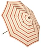 Auto Tilt 9 Foot Market Umbrella, Olive, Brick, Stripe