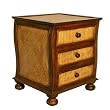 Handmade Asian Furniture - 21" Contemporary Teak Wood & Rattan Storage Dresser / Nightstand