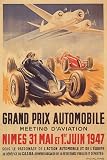 CAR RACE GRAND PRINX AIRPLANE AUTOMOBILE MEETING AVIATION 1947 VINTAGE POSTER REPRO
